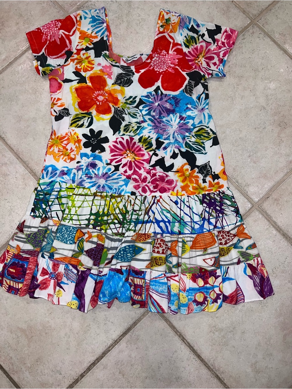 Jams World Girls Multicolor Floral & Graphic Cotton Dress